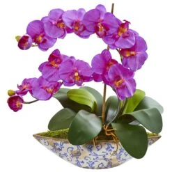 Silk Phalaenopsis Orchid Artificial Arrangement In Vase -Artificial Flowers Sale artificial phalaenopsis orchid artificial arrangement in vase nearly natural orchid 656078