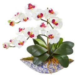 Silk Phalaenopsis Orchid Artificial Arrangement In Vase -Artificial Flowers Sale artificial phalaenopsis orchid artificial arrangement in vase nearly natural white 736155