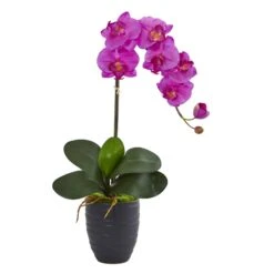 Phalaenopsis Orchid In Black Vase -Artificial Flowers Sale artificial phalaenopsis orchid in black vase nearly natural orchid 420241