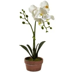 Phalaenopsis Orchid W/Clay Vase (Set Of 4) -Artificial Flowers Sale artificial phalaenopsis orchid wclay vase set of 4 nearly natural 273155