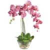 Phalaenopsis W/Glass Vase Silk Flower Arrangement -Artificial Flowers Sale artificial phalaenopsis wglass vase silk flower arrangement nearly natural purple 605977