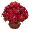 Poinsettia W/Decorative Planter Silk Arrangement -Artificial Flowers Sale artificial poinsettia wdecorative planter silk arrangement nearly natural 855190