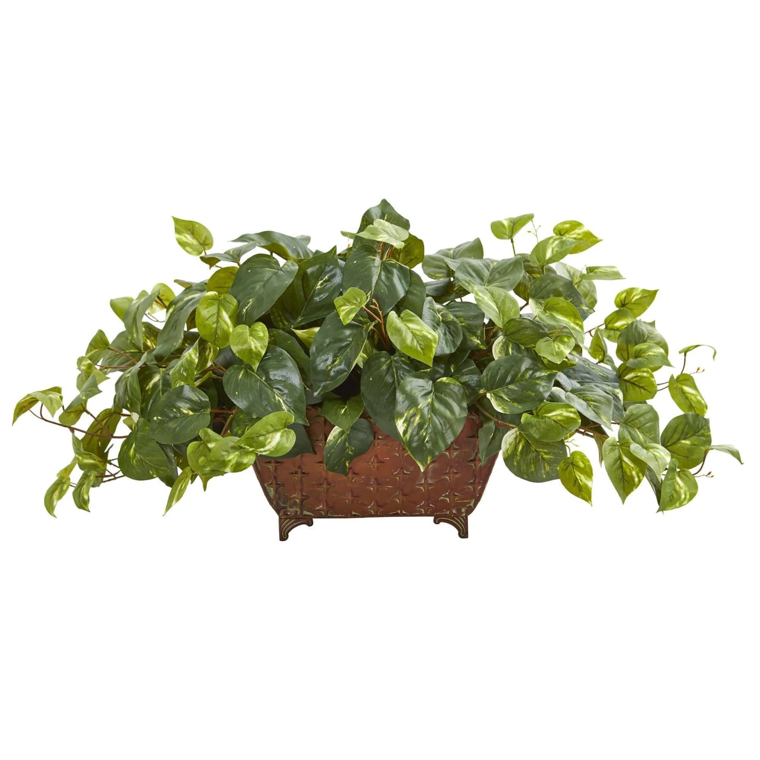 Pothos Artificial Plant In Metal Planter 3 Pothos Artificial Plant In Metal Planter