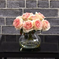 Rose Arrangement W/Vase 35 Rose Arrangement W/Vase -Artificial Flowers Sale artificial rose arrangement wvase nearly natural 665040