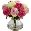 Rose Arrangement W/Vase -Artificial Flowers Sale artificial rose arrangement wvase nearly natural assorted pastels 332212