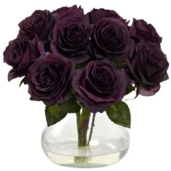 Rose Arrangement W/Vase 26 Rose Arrangement W/Vase -Artificial Flowers Sale artificial rose arrangement wvase nearly natural purple elegance 463709