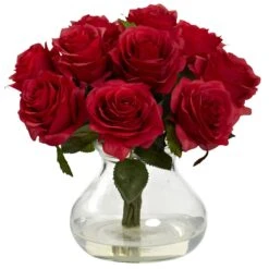 Rose Arrangement W/Vase 28 Rose Arrangement W/Vase -Artificial Flowers Sale artificial rose arrangement wvase nearly natural red 286397