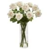Rose Artificial Arrangement In Cylinder Vase -Artificial Flowers Sale artificial rose artificial arrangement in cylinder vase nearly natural champagne 301142