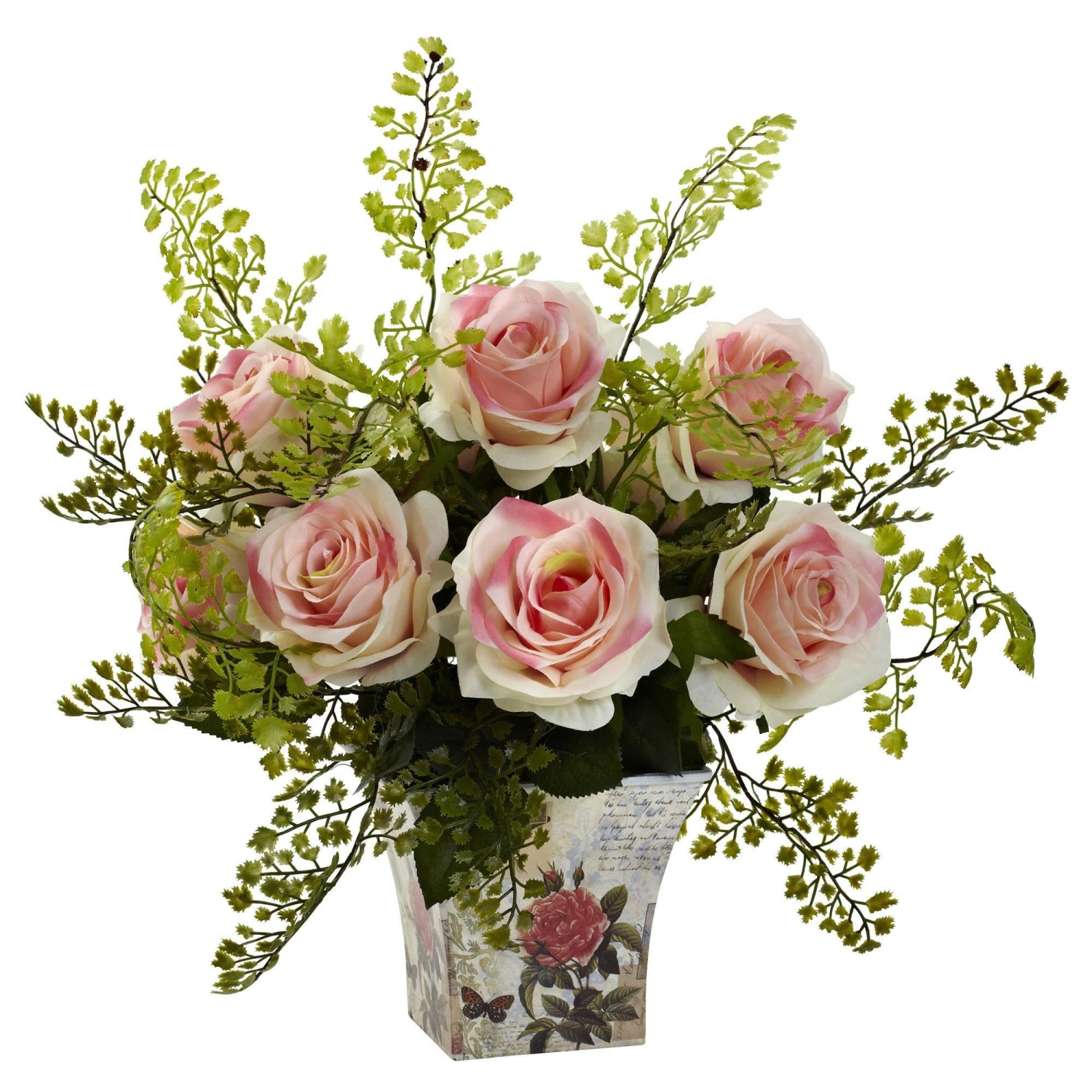 Rose & Maiden Hair W/Floral Planter 4 Rose & Maiden Hair W/Floral Planter - Image 2