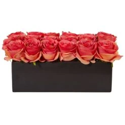 Roses In Rectangular Planter 26 Roses In Rectangular Planter -Artificial Flowers Sale artificial roses in rectangular planter nearly natural dark pink 704562