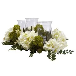 Snowball Hydrangea Triple Candle Holder -Artificial Flowers Sale artificial snowball hydrangea triple candelabrum nearly natural 149937