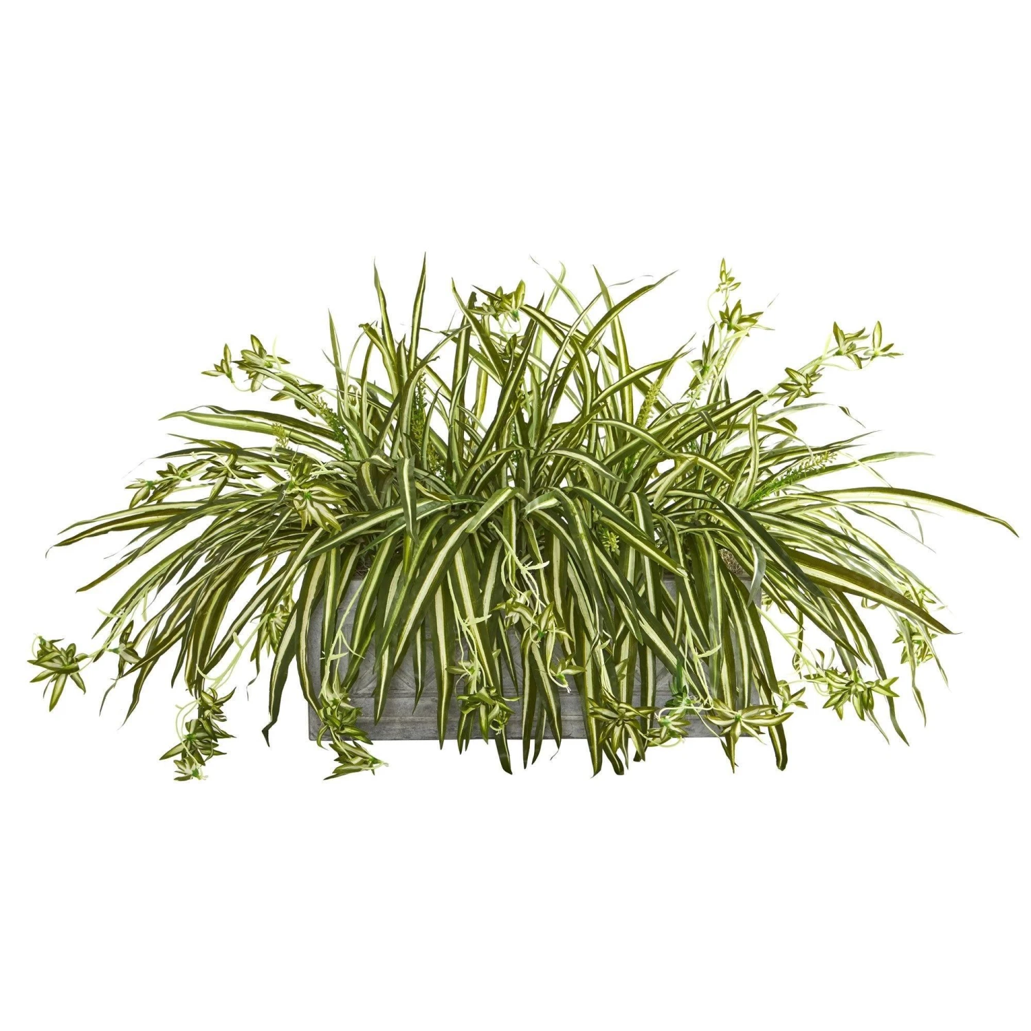Spider Plant Artificial Plant In Stone Planter 3 Spider Plant Artificial Plant In Stone Planter
