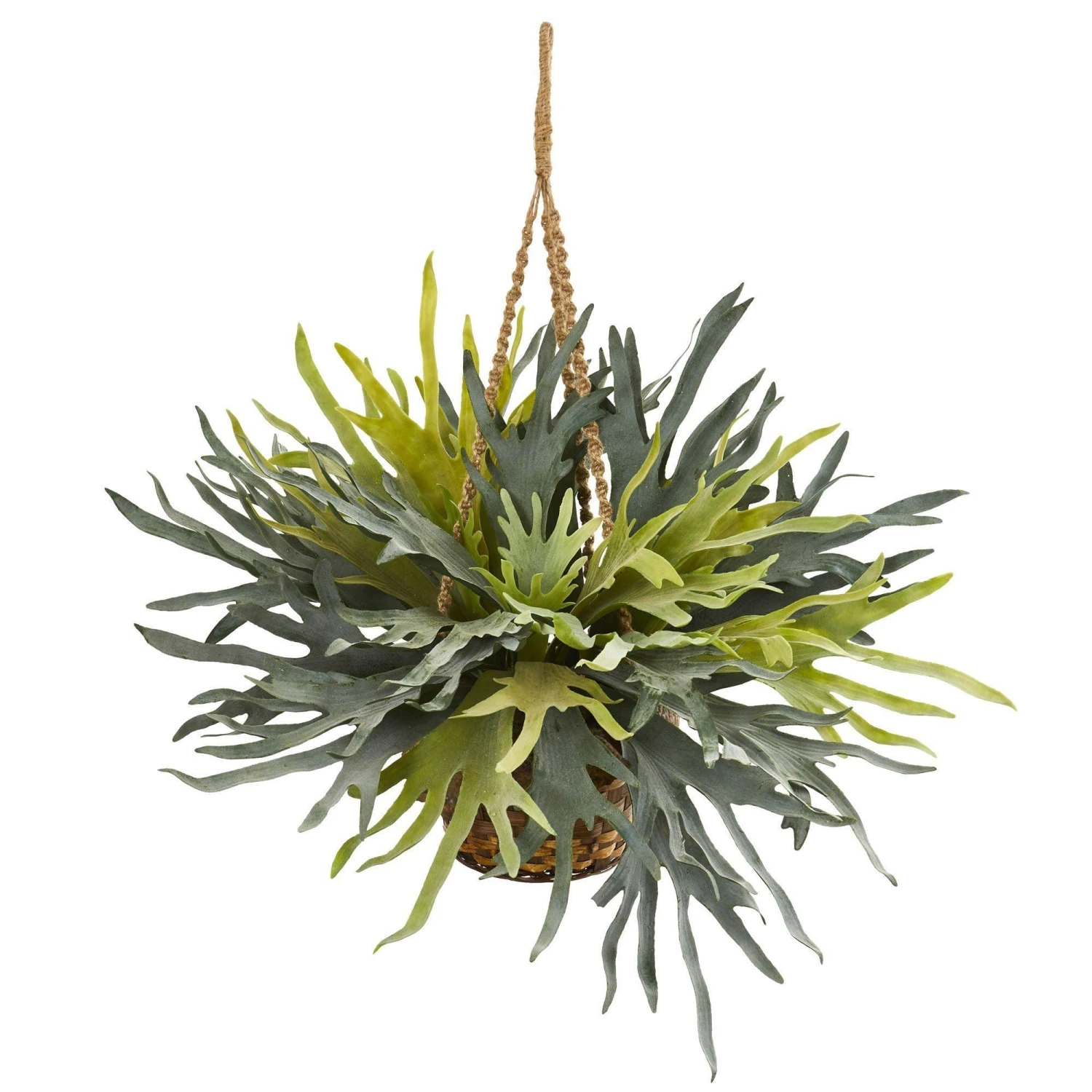 Staghorn Hanging Basket Artificial Plant 3 Staghorn Hanging Basket Artificial Plant