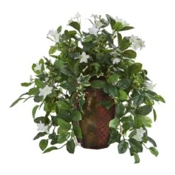 Stephanotis And Ivy Artificial Plant In Decorative Planter