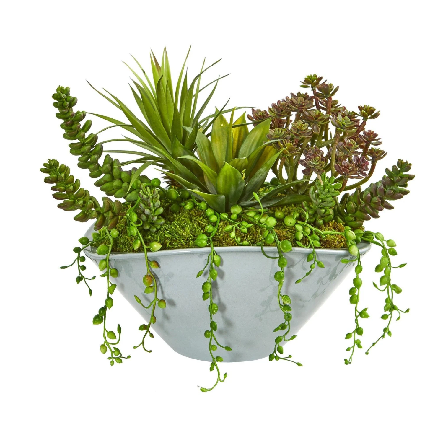 Succulent Garden Artificial Plant In Green Vase 3 Succulent Garden Artificial Plant In Green Vase