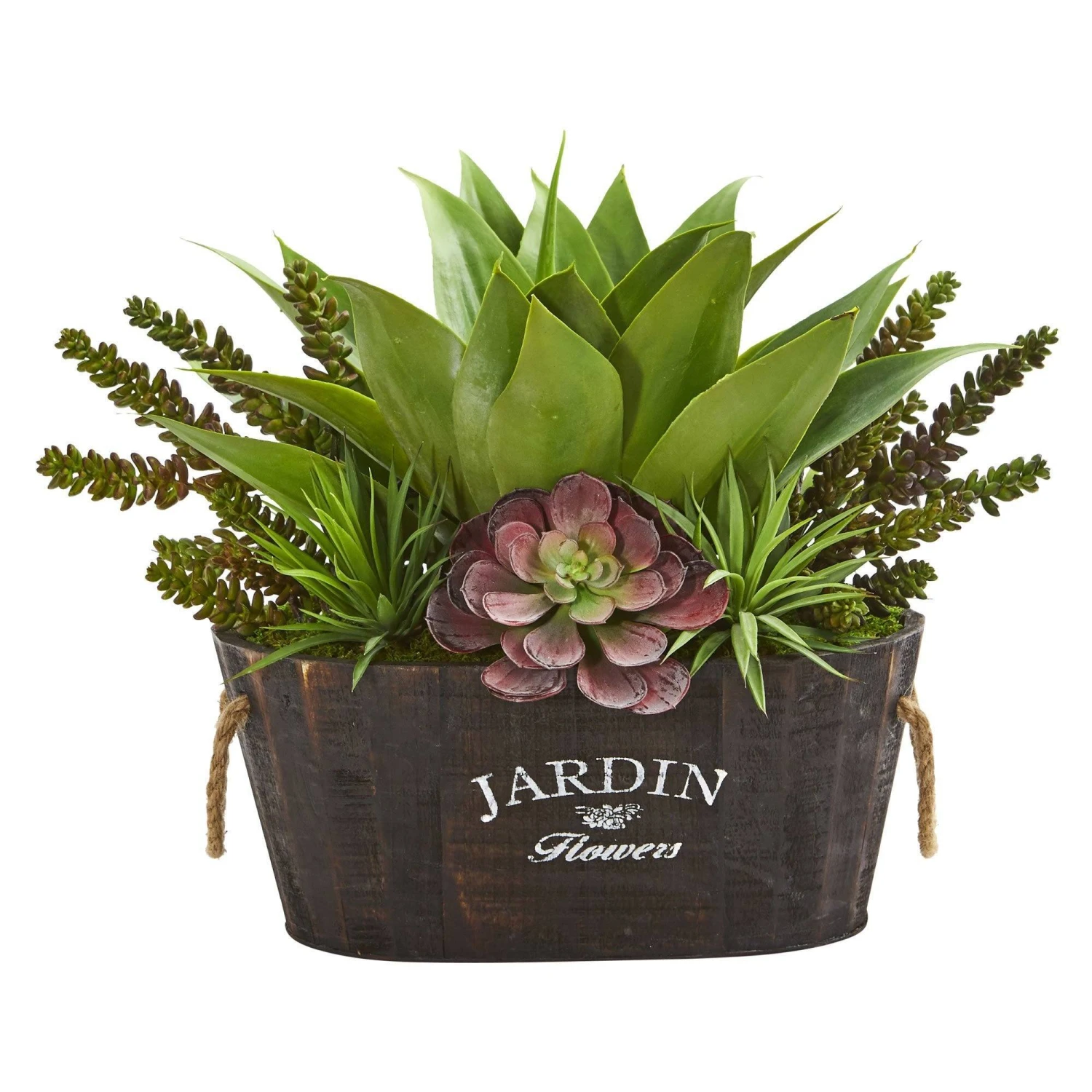Succulent Garden In Wood Planter 3 Succulent Garden In Wood Planter