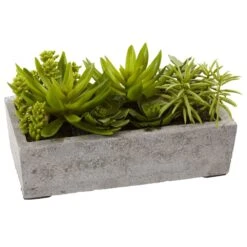 Succulent Garden W/Concrete Planter 7 Succulent Garden W/Concrete Planter -Artificial Flowers Sale artificial succulent garden wconcrete planter nearly natural 400508