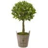 Sweet Bay Topiary With Farmhouse Planter -Artificial Flowers Sale artificial sweet bay topiary with farmhouse planter nearly natural 794963