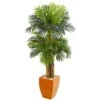 Triple Areca Palm Artificial Tree In Orange Planter -Artificial Flowers Sale artificial triple areca palm artificial tree in orange planter nearly natural 716988