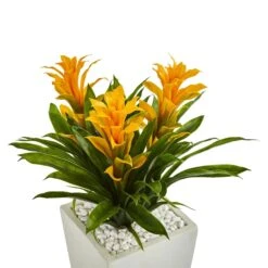 Triple Bromeliad Artificial Plant In White Tower Planter 9 Triple Bromeliad Artificial Plant In White Tower Planter -Artificial Flowers Sale artificial triple bromeliad artificial plant in white tower planter nearly natural 856464