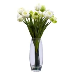 Tulip With Vase Silk Flower Arrangement